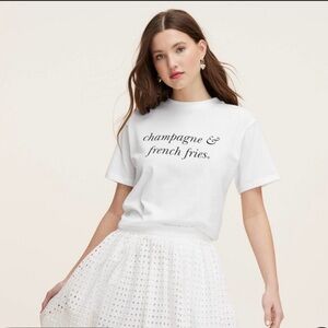 Kate Spade Fitted White and Black Short Sleeve Tee